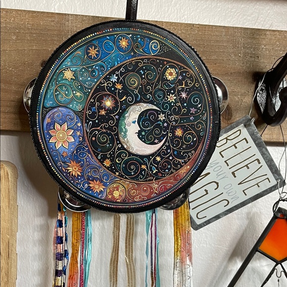 Colorful Celestial Tambourine with Ribbons - Picture 3 of 4